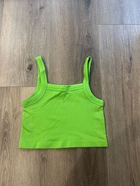 Urban Outfitters Neon Lime Ribbed Crop Tank Top